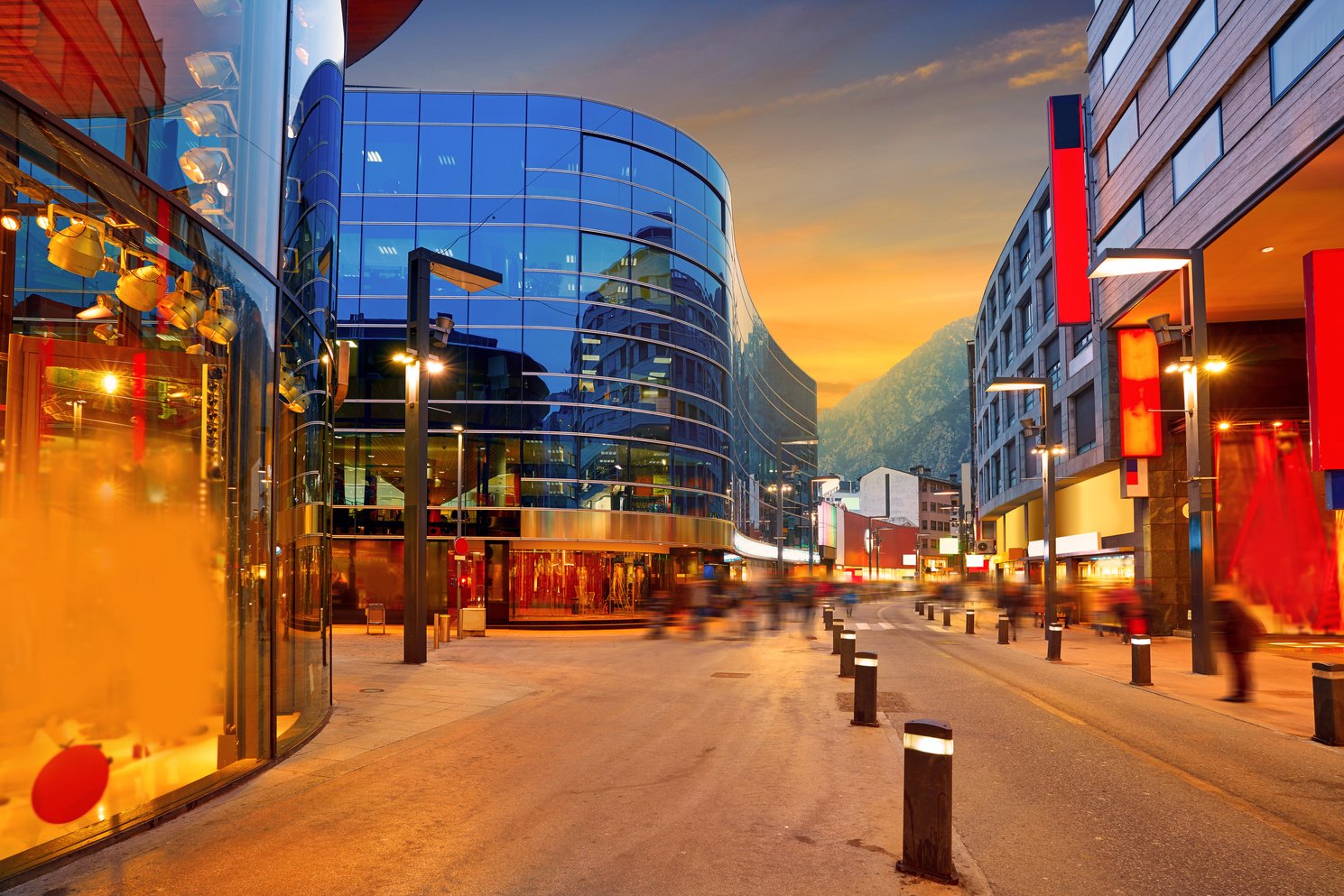 Andorra La Vella Commercial Area Sunset